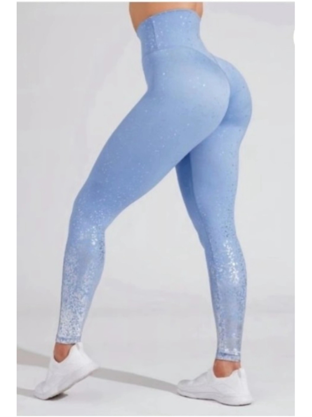 Buff Bunny rainwater blue periwinkle/silver dazzle high-rise leggings medium - Picture 1 of 8